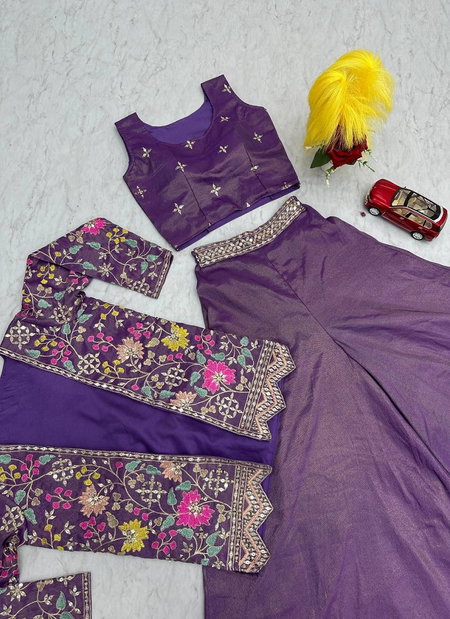 PC 484 Pure Tissue Simmer With Heavy Embroidery Sequence Work Shrug With Choli Plazzo Online Wholesale